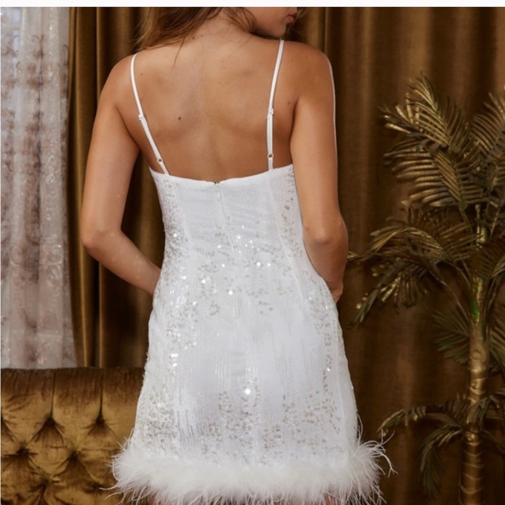 12th Tribe White Sequin Mini Dress